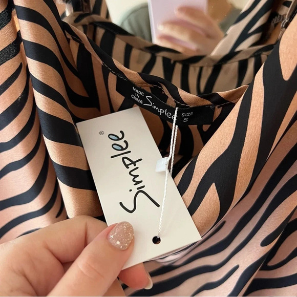 Simplee Zebra Cowl neck tank top - Picture 5 of 6